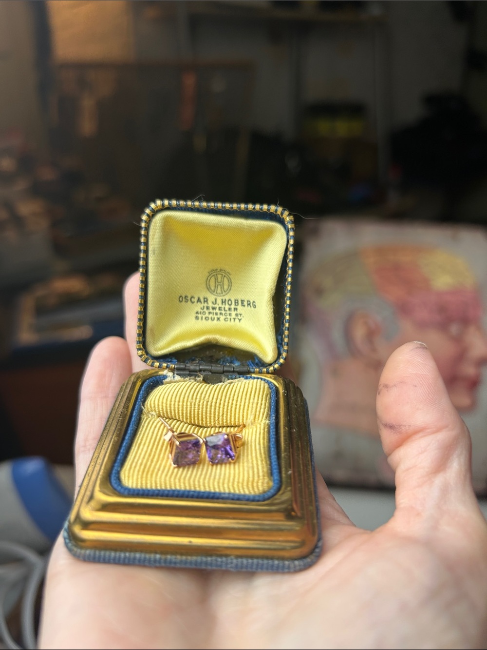 Gorgeous Square Amethyst Stud Earrings in Rose Gold